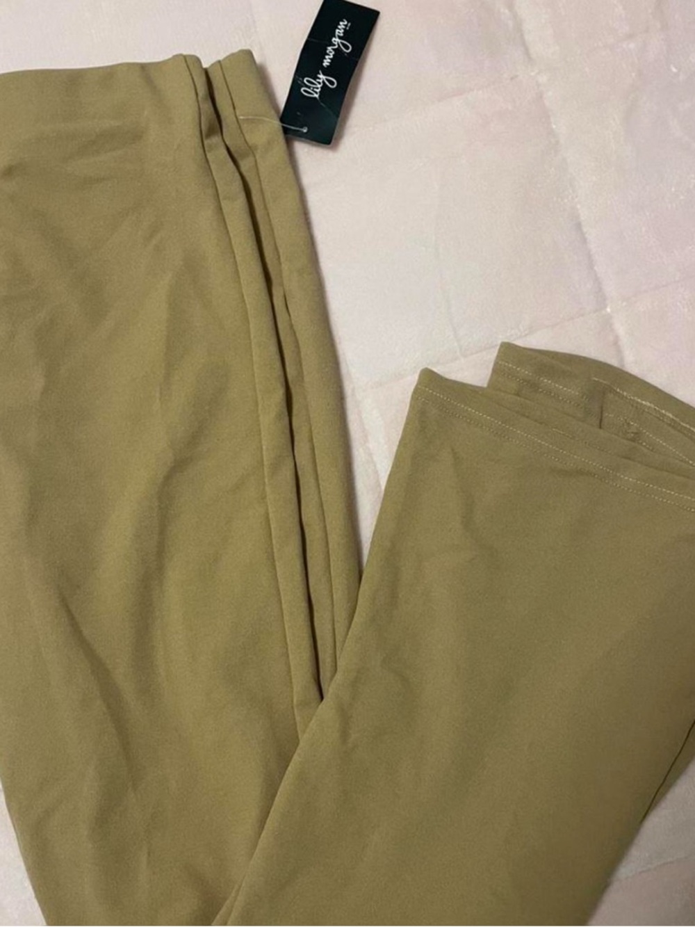 Womens Khaki Stretch Flare Pants - Neutral Tan